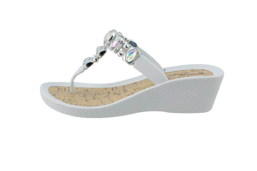 Beachandstreet Linea Scarpa • Strandschuhe Frauen • Grado • Glamour Zehentrenner weiß mit Wedge-Absatz Räumungsverkauf