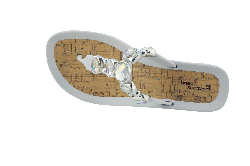 Beachandstreet Linea Scarpa • Strandschuhe Frauen • Grado • Glamour Zehentrenner weiß mit Wedge-Absatz Super Sparpreis