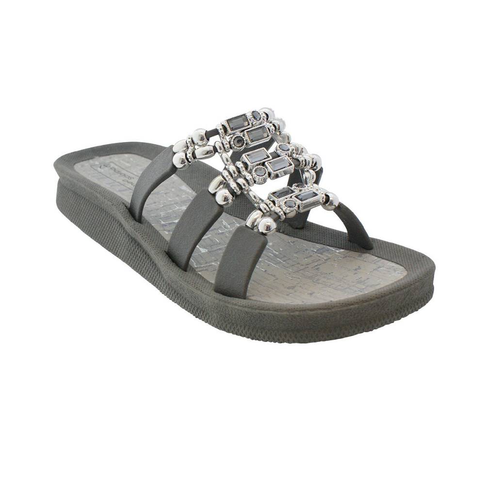 Beachandstreet Linea Scarpa Badeschuhe Damen • Naxos • Badepantolette mit dekorativen Ziersteinen für Frauen Letzte 2 Tage