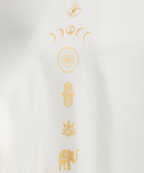 Ognx Yoga Boxy T-Shirt Spiritual Chakras by Gabriela Bozic Bio Baumwolle Tencel™ Sora - weiß Exklusive Angebote