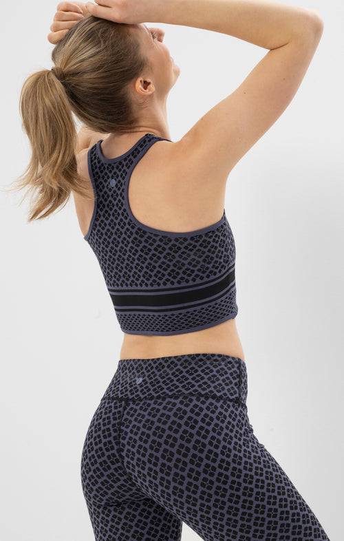 Ognx Yoga BH Long Mosaik Tencel™ Bio Baumwolle Cali - blau Große Rabatte