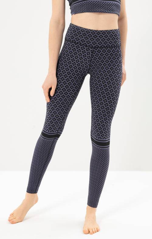 Ognx Yoga Leggings Mosaik Tencel™ Bio Baumwolle Luna - blau Räumungsverkauf