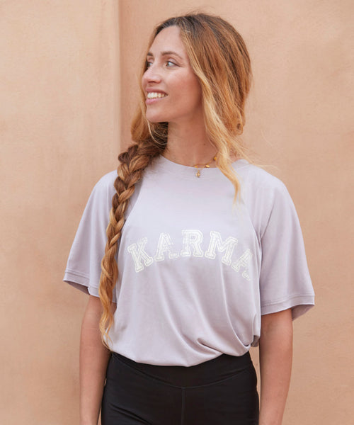 Ognx Yoga Boxy T-Shirt Karma Bio Baumwolle Tencel™ Sora - lila 50% Rabatt für begrenzte Zeit