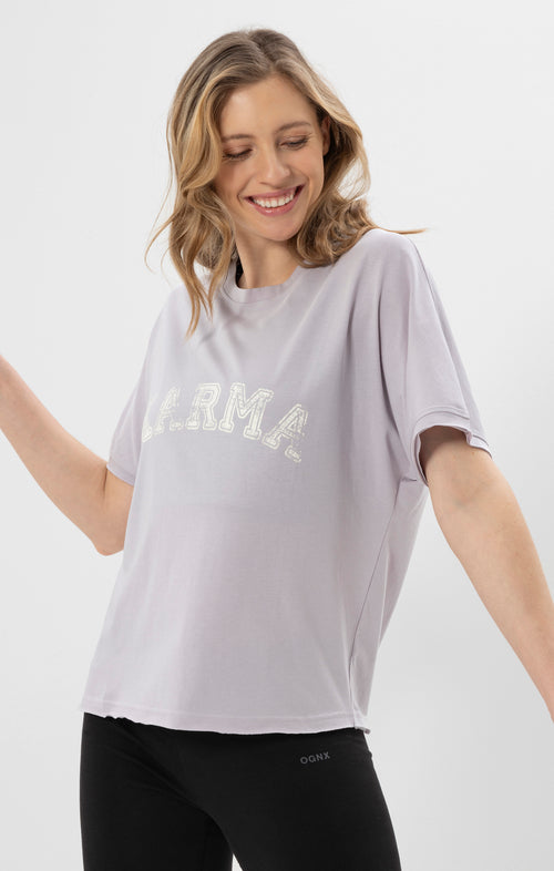 Ognx Yoga Boxy T-Shirt Karma Bio Baumwolle Tencel™ Sora - lila 50% Rabatt für begrenzte Zeit