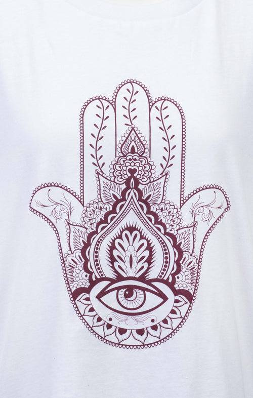 Ognx Soft Boyfriend T-Shirt Hamsa Bio Baumwolle - weiß Schlussverkauf