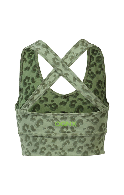 Ognx Yoga BH Leo Cropped - Mittlerer Halt - Tencel™ Bio Baumwolle - grün Limitierter Zeitrabatt