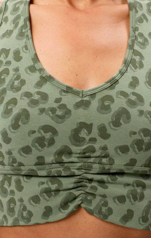 Ognx Yoga BH Leo Cropped - Mittlerer Halt - Tencel™ Bio Baumwolle - grün Limitierter Zeitrabatt