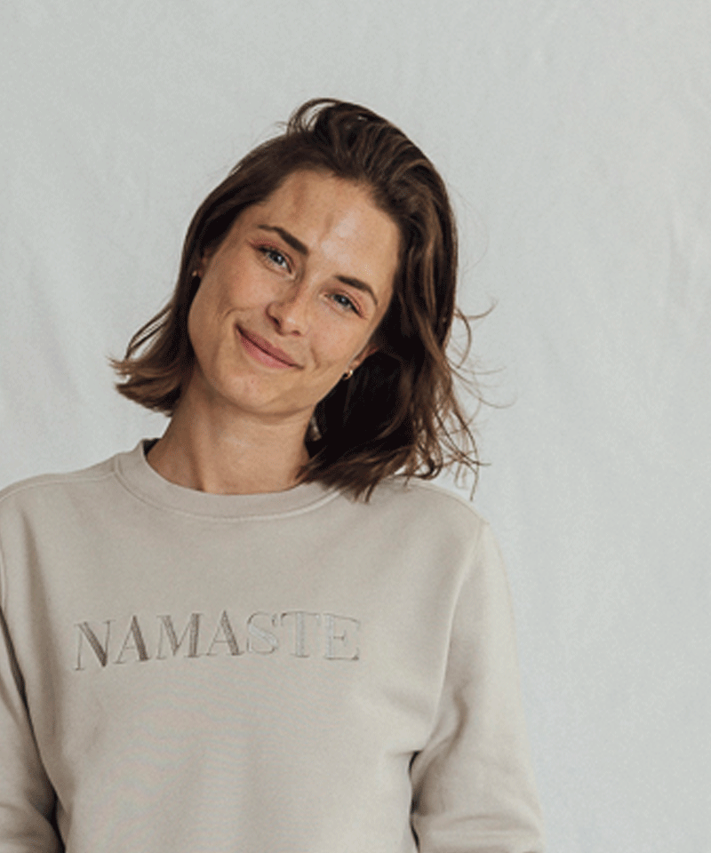 Ognx Sweater Namaste Vintage Look Bio Baumwolle - weiss