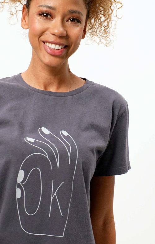 Ognx Vintage Cotton Loose T-Shirt OK Bio Baumwolle - grau