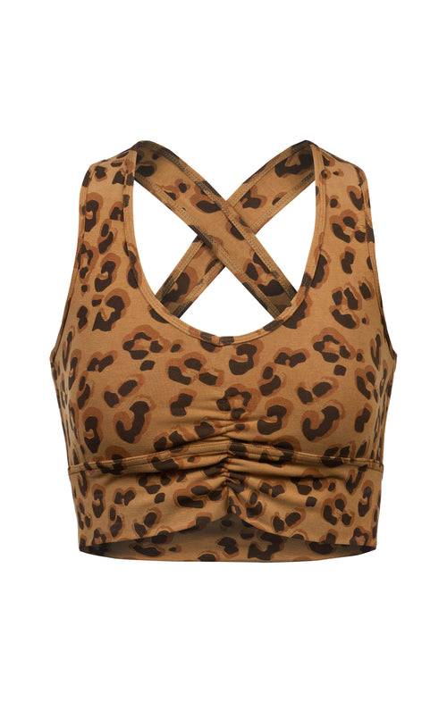 Ognx Yoga BH Leo Cropped - Mittlerer Halt - Tencel™ Bio Baumwolle - braun Günstig kaufen