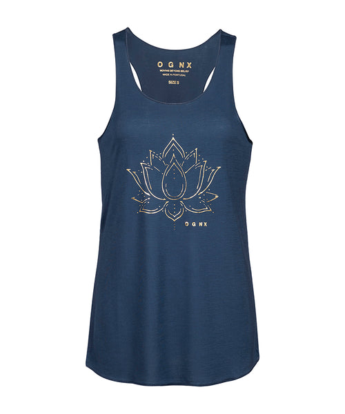 Ognx Loose Tank Lotus Flower Tencel™ - blau