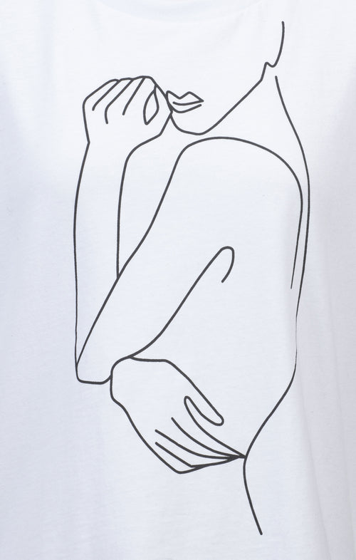 Ognx Soft Boxy T-Shirt One Line Bio Baumwolle - weiß Begrenztes Angebot