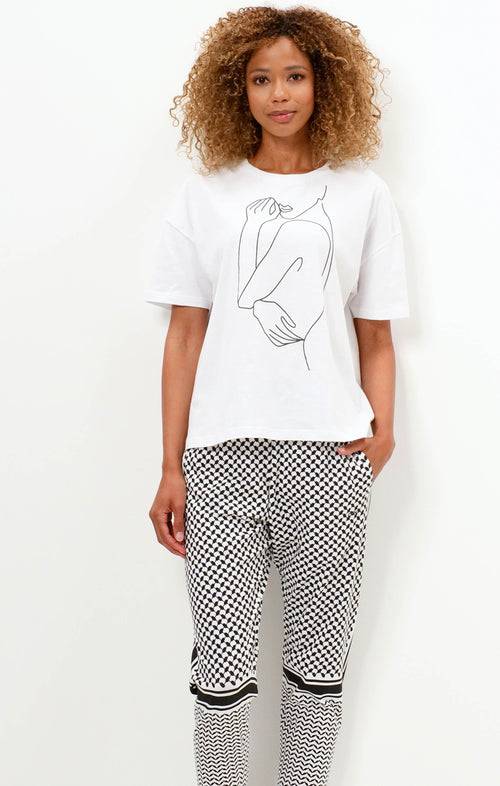 Ognx Soft Boxy T-Shirt One Line Bio Baumwolle - weiß Begrenztes Angebot
