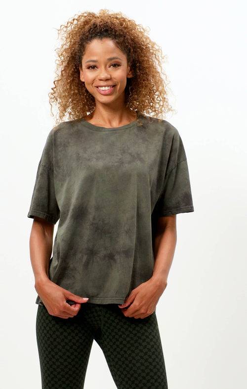 Ognx Boxy T-Shirt Batik Bio Baumwolle - grün