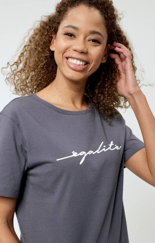 Ognx Loose T-Shirt Egalite Bio Baumwolle - grau
