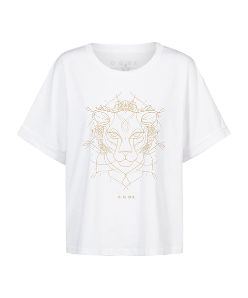 Ognx Boxy T-Shirt Leopard by Ranja Weis - weiß Kostenlose Rückgabe