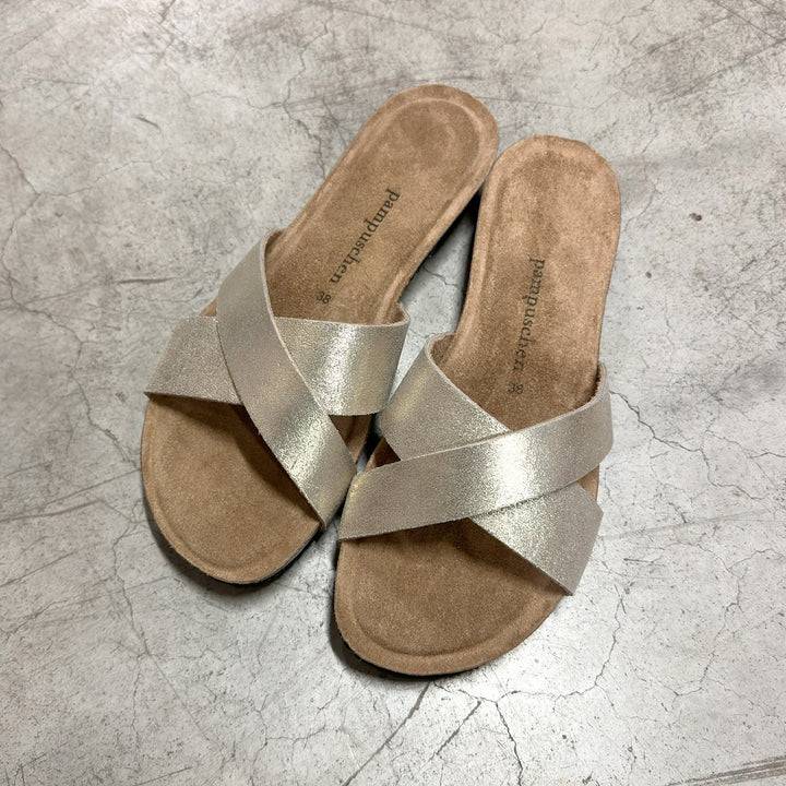 Pampuschen Lyda B metallic platin Neuheiten