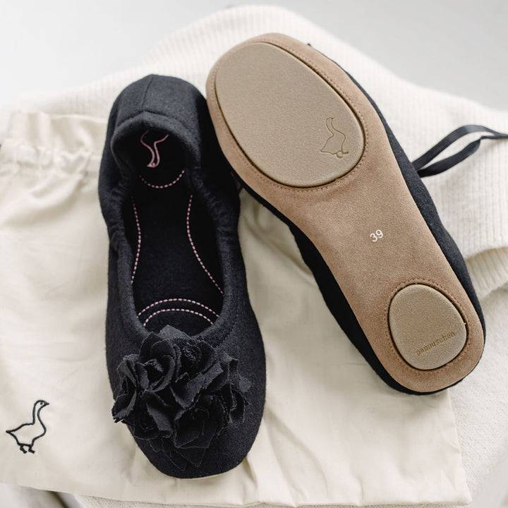 Pampuschen Grace wool schwarz Super Rabatt