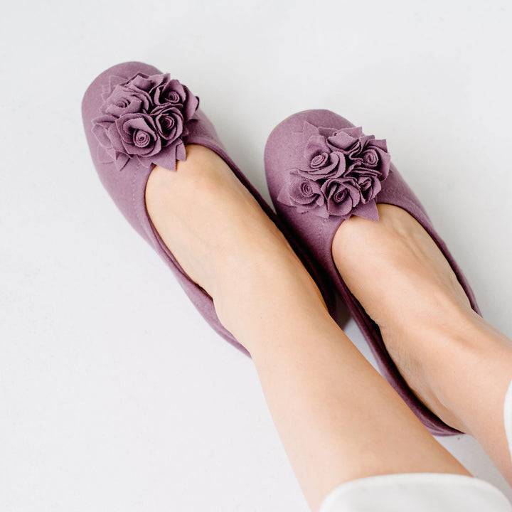 Pampuschen Grace wool dunkle malve Rabatte dieses Monats