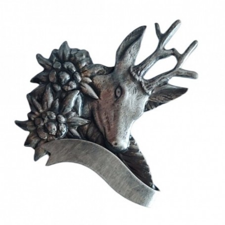 Parforce Anstecknadel mit Motiv von Hirsch und Edelweiss ARTURE (2610) Fabrikverkauf