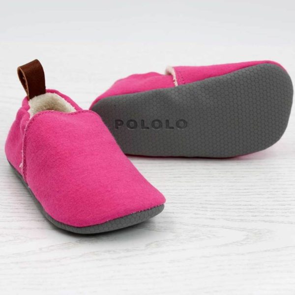 Pololo Barfuß Hausschuh Baumwolle (bio) Uni Pink Tiefpreis