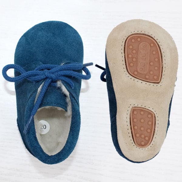 Pololo Für die ersten Schritte – “Porto” der Barfuß Kleinkinderschuh Wollgefüttert blau Rabatte dieses Monats