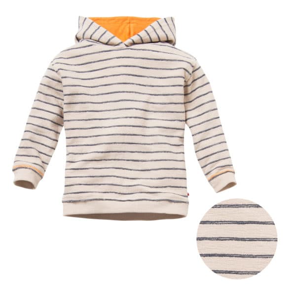 Pololo People Wear Organic Sweat-Hoodie beige-blau geringelt, aus Bio-Baumwolle 2025