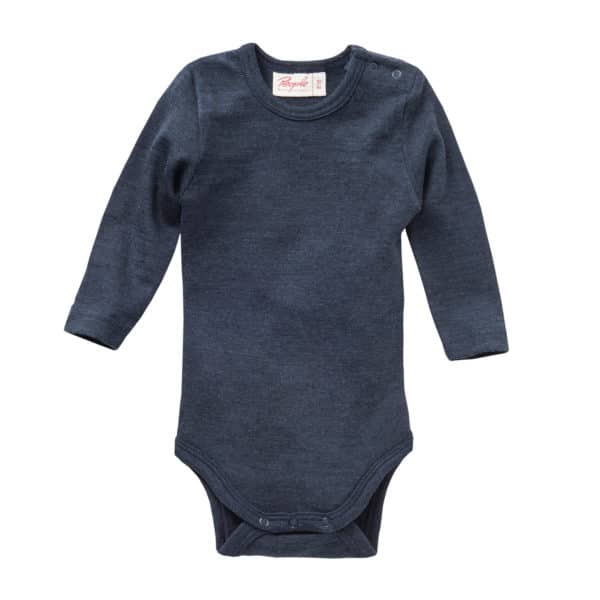 Pololo People Wear Organic Langarm-Body Wolle-Seide, dunkelblau Verkauf