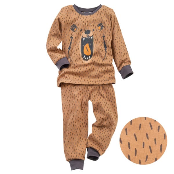 Pololo People Wear Organic Langarm-Pyjama “Grizzlybär”, braun/bedruckt, Baumwolle (Bio) (Kopie)