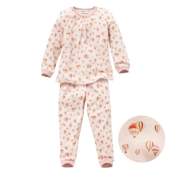 Pololo People Wear Organic Langarm-Pyjama “Heißluftballon”, rosa, Baumwolle (Bio)