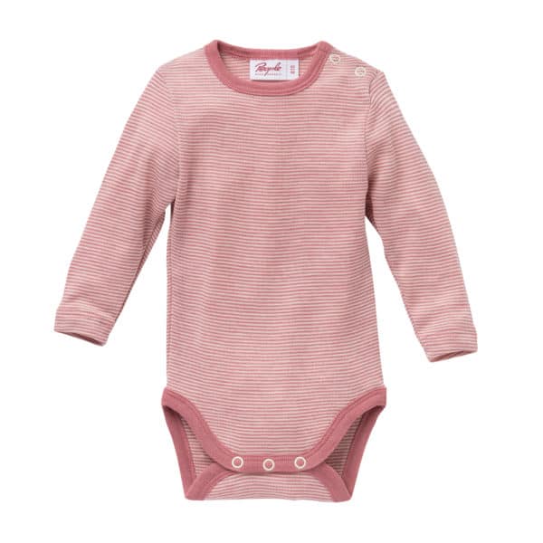 Pololo People Wear Organic Wolle-Seide-Body, rosa geringelt Fabrikpreis