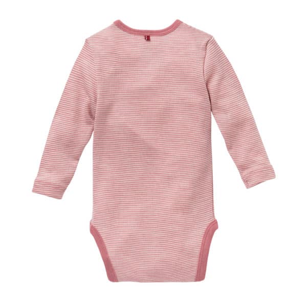 Pololo People Wear Organic Wolle-Seide-Body, rosa geringelt Fabrikpreis