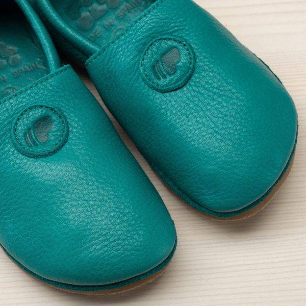 Pololo Hausschuh Uni Leder Türkis Flash Sale