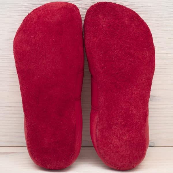 Pololo Barfußhausschuh Leder Rot mit Kordelstopper Saisonschlussverkauf