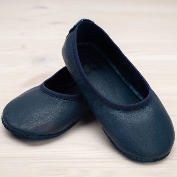 Pololo Hausschuh Ballerina Leder Blau Cyber Monday