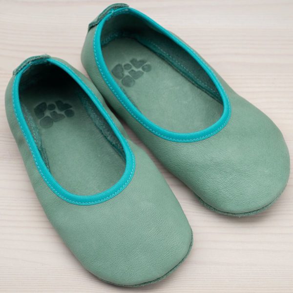 Pololo Hausschuh Ballerina Leder Grün