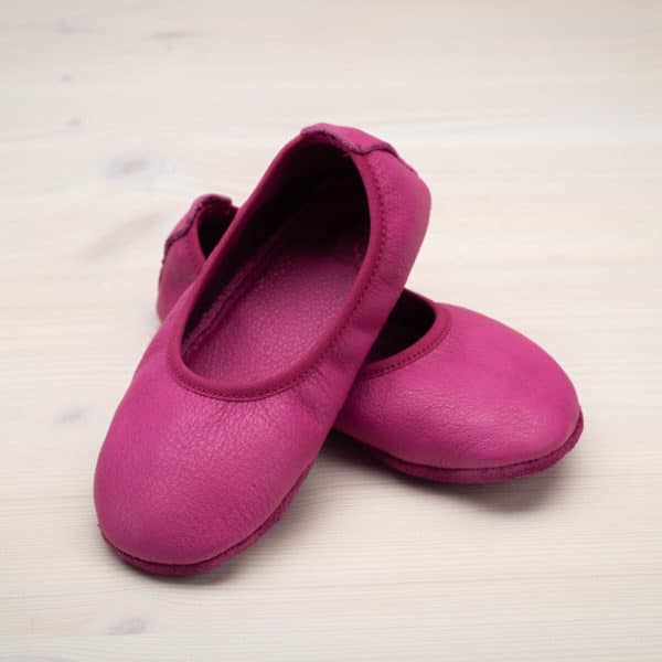 Pololo Hausschuh Ballerina Leder Pink Osterangebot