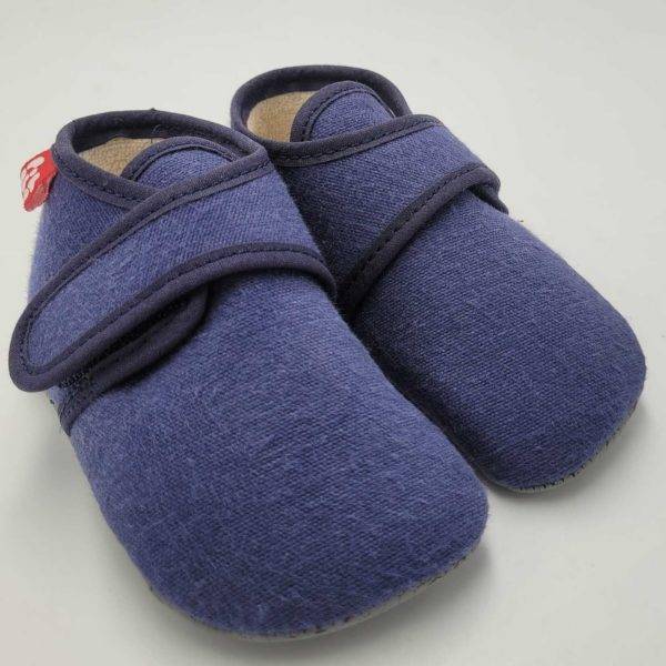 Pololo Barfuß Hausschuh mit Klettverschluss – blau