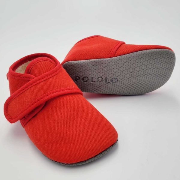 Pololo Barfuß Hausschuh mit Klettverschluss – rot Online Outlet