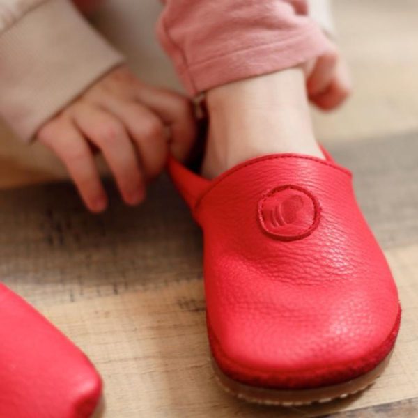 Pololo Barfußschuh Uni Leder Rot Begrenzte Freigabe