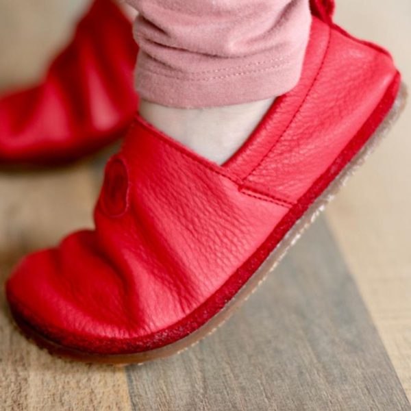 Pololo Barfußschuh Uni Leder Rot Begrenzte Freigabe