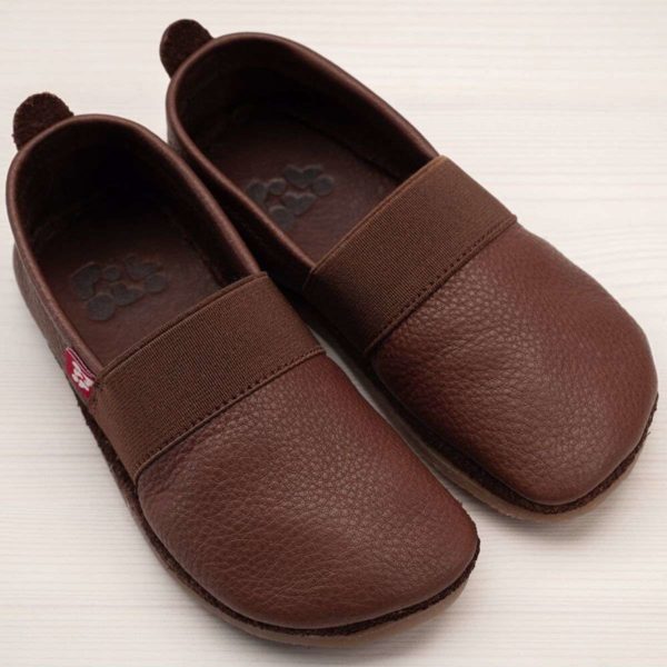 Pololo Outdoor Barfußschuh “Elastico” Dunkelbraun mit Gummisohle – Restgrößen 20-26