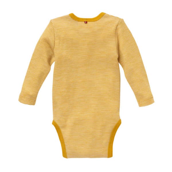 Pololo People Wear Organic Wolle-Seide-Body, senfgelb geringelt Kostenloser Versand international