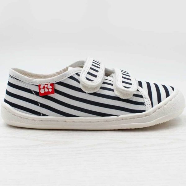 Pololo Barfuß-Sneaker Blau gestreift Restgrößen Fabrikladen