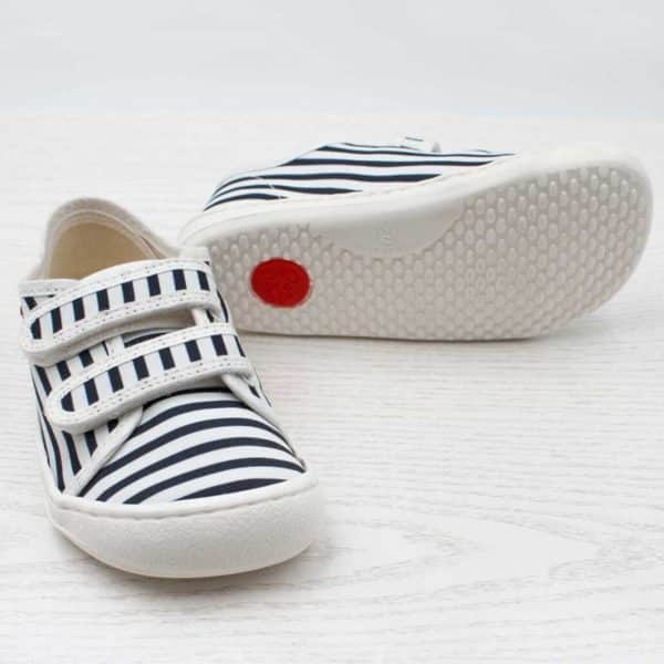 Pololo Barfuß-Sneaker Blau gestreift Restgrößen Fabrikladen