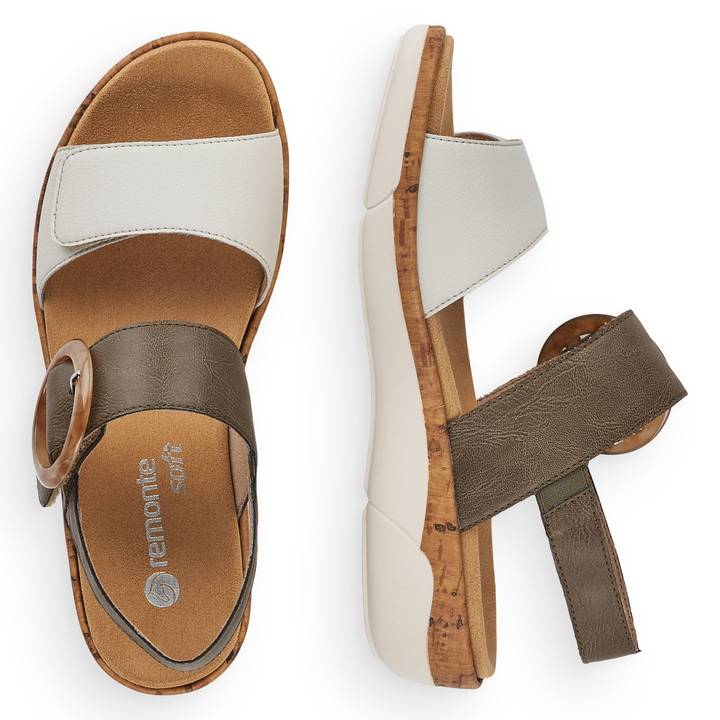 Remonte Artikelnummer R6853-54 remonte Damen Riemchensandalen olivgrün-altweiß Vierteljährliche Förderung