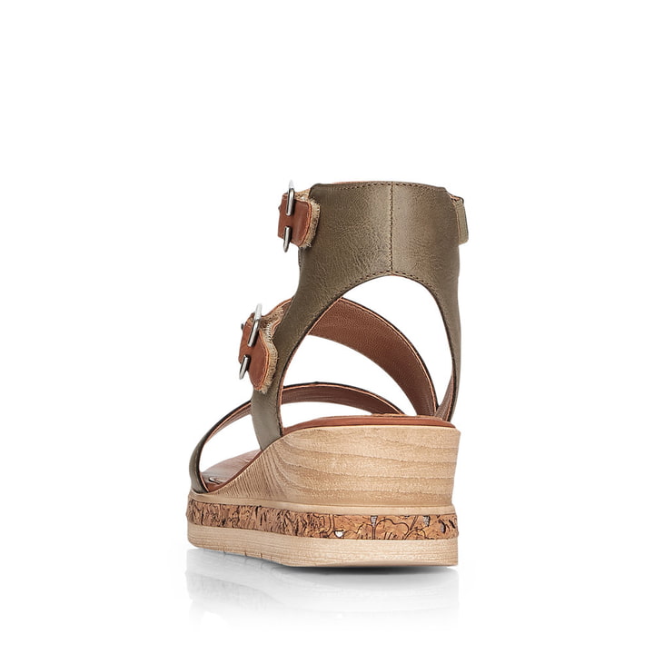 Remonte Artikelnummer D3052-54 remonte Damen Keilsandaletten olivgrün-nussbraun Fabrik Onlineshop