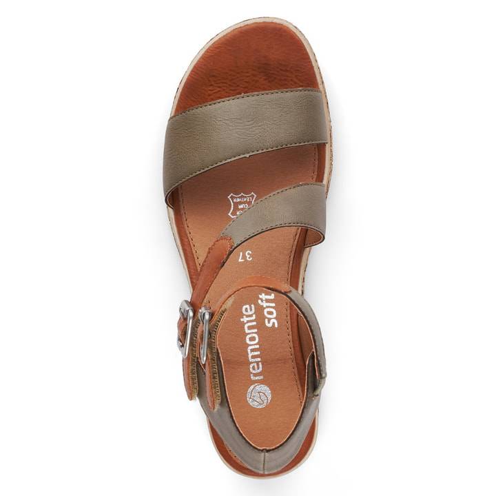 Remonte Artikelnummer D3052-54 remonte Damen Keilsandaletten olivgrün-nussbraun Fabrik Onlineshop