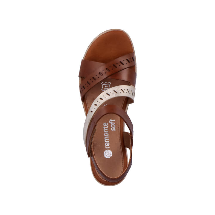 Remonte Artikelnummer D3064-24 remonte Damen Keilsandaletten nussbraun-cremeweiß Preisnachlass