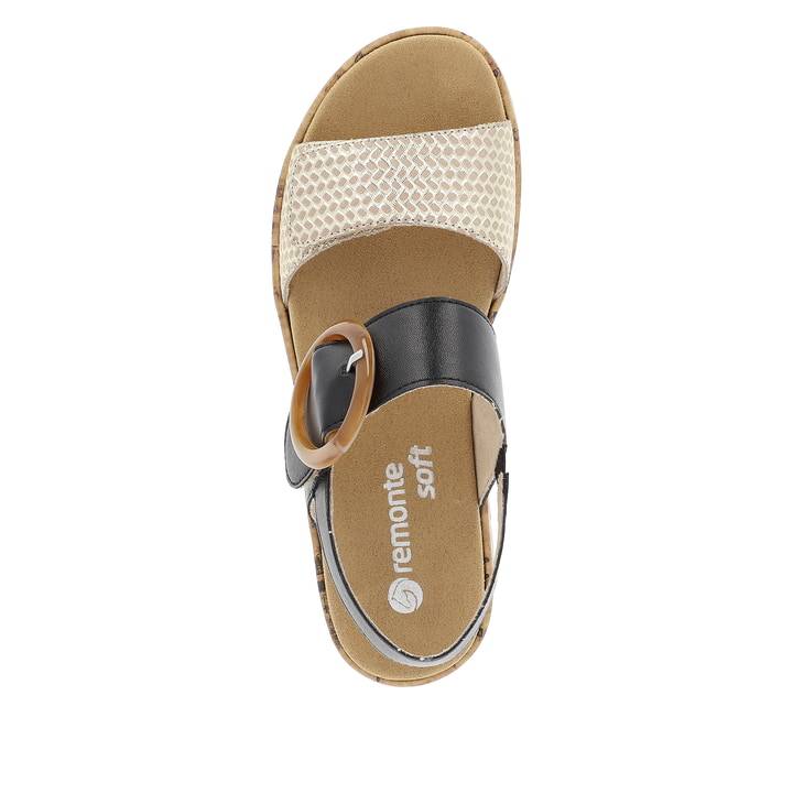 Remonte Artikelnummer R6853-02 remonte Damen Riemchensandalen stahlschwarz-goldbeige Blitzangebot